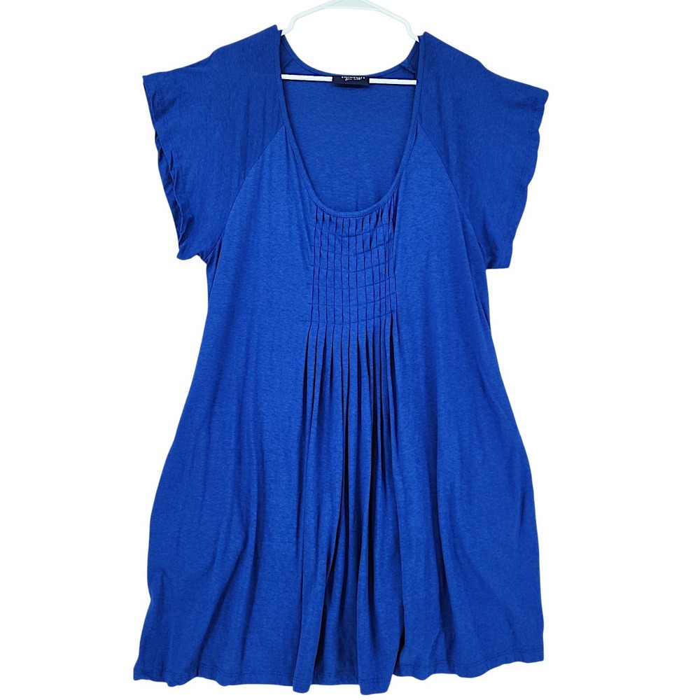Swimsuits For All Coverup 14/16 XL Blue Pintuck Flutter Sleeve Boho Beach Tunic